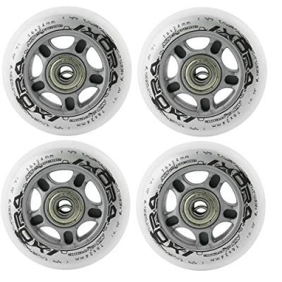 Immagine di Rotelle per pattini in linea, PU, 76 mm/82A, 4 pezzi + 8 cuscinetti ABEC Nils