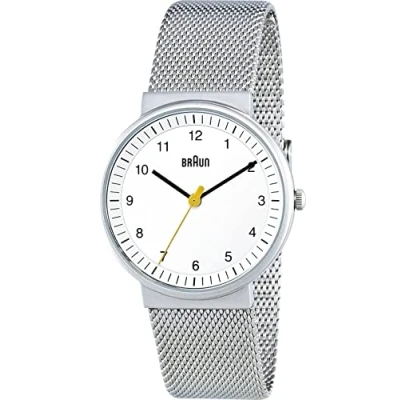 Immagine di Braun Orologio da Polso Analogico, Acciaio Inossidabile, Unisex, Argento/Bianco