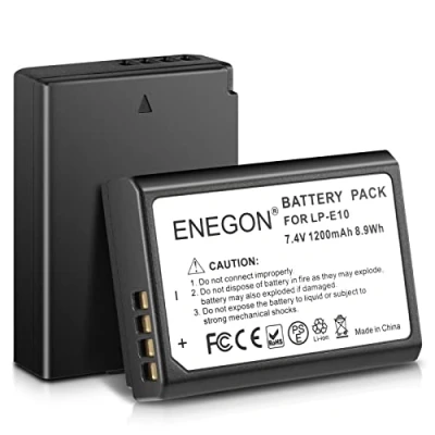 Immagine di ENEGON LP E10 Batteria 1200mAh (2 Pezzi) per Canon e EOS Rebel T3, T5, T6, T7, T100, Kiss X2, X50, X70, X80, X90 1100D, 1200D, 1300D 1500D 2000D 3000D 4000D
