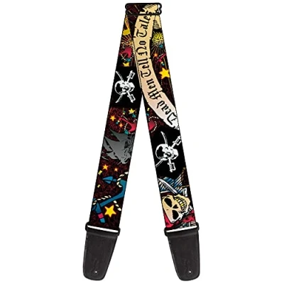 Immagine di Buckle Down Tracolla per chitarra, Dead Men Tell No Tales nera, larghezza 5,1 cm