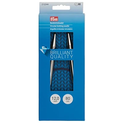Immagine di Prym Rundstricknadeln MS 80 cm 12,00 mm silberfarbig Ferri da Maglia circolari, Ottone, Argento, 12,0