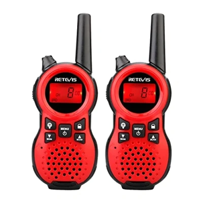 Immagine di Retevis RT638 Walkie Talkie Bambini, per Bambini Torcia LCD a 16 Canali, Regalo Giocattolo Pasqua Avventure all&#039;Aperto Campeggio Escursionismo (1 Coppia, Rosso)