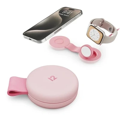 Immagine di Twelve South Butterfly SE 2 in 1 Qi2 Caricabatterie da viaggio per iPhone, Airpods e Apple Watch Rosa