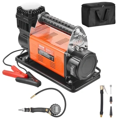 Immagine di VEVOR Compressore d&#039;Aria per Carichi Pesanti 12V, Gonfiatore Pneumatici Portatile 200L/min, Kit di Gonfiaggio con Manometro Digitale, 10,3 Bar Adattatori Camion, Auto, SUV, 4x4, RV