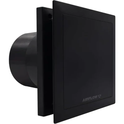 Immagine di QuietAir QT100 T Aspiratore da bagno nero, certificato QuietMark, ultra silenzioso, 25 dB, risparmio energetico, avvio automatico e timer regolabile, funzionamento a 2 velocità, IP45, garanzia di 3