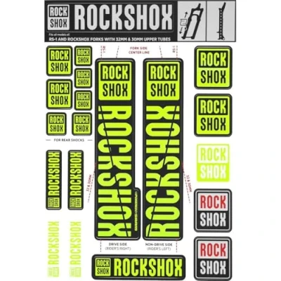 Immagine di ROCKSHOX Sticker Set 30 forwardslash32 mm e RS1 Neon Giallo, Sid/Reba/Revelation (&lt; 2018) Settore/Recon/X32/30g/30S/xc30, 11.4318.003.498 Pezzi di Ricambio, Standard