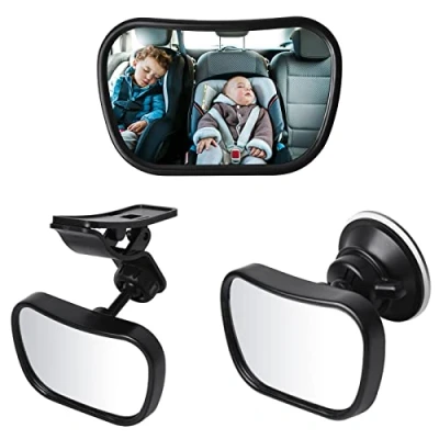 Immagine di Specchietto Retrovisore Bambini, Specchio Auto neonato Sedile Posteriore, 360 per Seggiolino Auto, Macchina Neonato, Nero