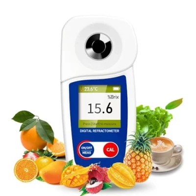 Immagine di rifrattometro digitale Brix, misuratore Flagfront rifrattometro, compensazione automatica della temperatura, intervallo 0 55% ± 0,1% precisione