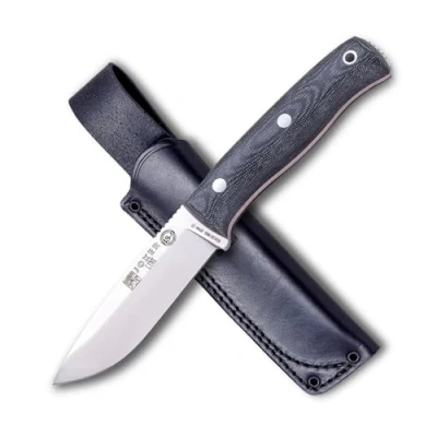 Immagine di joker Sopravvivenza Coltello CM111 Lynx, Canvas Micarta Manico, 10,5 cm Lama di Böhler N695, Fodero in Pelle Nera, Strumento per la Pesca, Caccia, Campeggio e Trekking