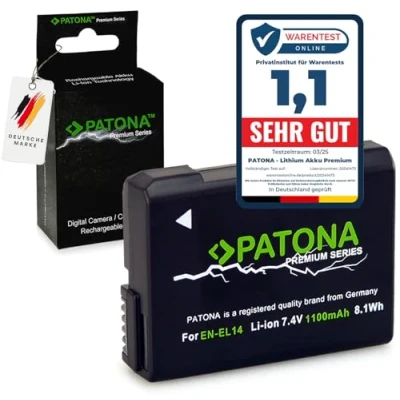 Immagine di PATONA Premium Batteria Ricambio per Nikon EN EL14 Batterie 1100mAh Compatibile con P7000 P7100 P7700 P7800 D5100 D5200 D5300 D5500 D5600 Df D3100 D3200 D3300 D3400