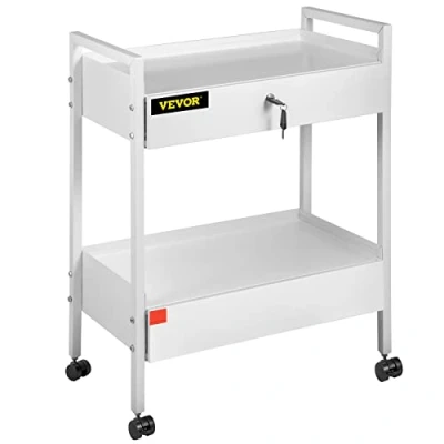 Immagine di VEVOR Carrello da laboratorio, multiuso in acciaio inox a 2 livelli, medico cassetti, rotelle girevoli per ospedale, odontoiatria, salone bellezza