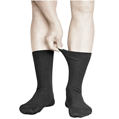 Immagine di vitsocks Calzini senza Elastico Sanitari 98% Cotone Uomo (3 PAIA) Non Stringono Morbidi, nero, 39 41