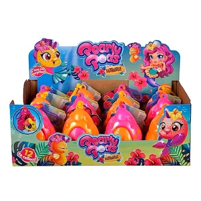 Immagine di Simba Pearly Pods Hawaii, 12 colori assortiti, viene fornito solo un articolo, peluche con glitter, 8 cm, rara sirena perla, in conchiglia ciondolo, a partire dai 3 anni su