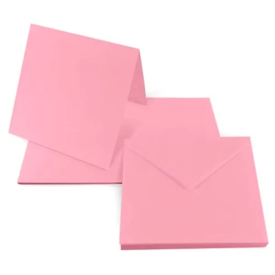 Immagine di Netuno 25 biglietti pieghevoli bianchi con busta, doppi rosa + buste quadrate, 14 x cm, set di arcobaleno piegati quadrate