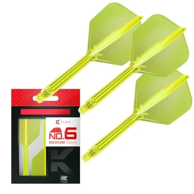 Immagine di Target Darts K Flex Integrated Dart Flight And Shaft, No.6 Giallo (Medio) Confezione da 3 No 6, Kflex Precision Moulded 2 in 1 Flights STEM