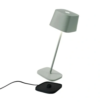 Immagine di Zafferano, Lampada Ofelia, da Tavolo Ricaricabile e Senza Fili con Controllo Touch, Utilizzabile anche come Esterni, Dimmer, 2200 3000 K, Altezza 29 cm, Colore Salvia