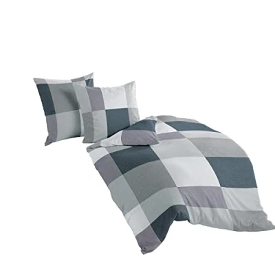 Immagine di Bierbaum Biancheria da letto 6520, satinata Basic, progettata in Germania, argento 13, 135 x 200 + 80 cm