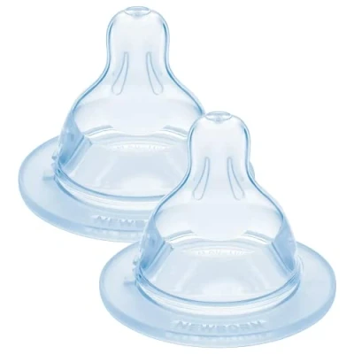 Immagine di MAM Tettarelle per biberon 0+ mesi (2 pezzi) Confezione da 2 ciucci in silicone a flusso lento 0 velocità Ciuccio piatto e ultra morbido neonati