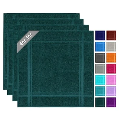 Immagine di Lashuma Set di 4 asciugamani in spugna London strofinacci cucina 100% cotone moderni Verde opale 50 x 50cm