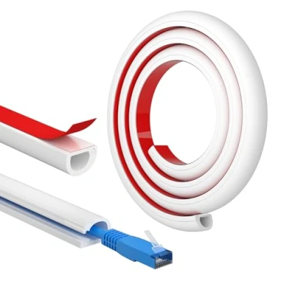 Immagine di FIXCHORD Canalina Passacavi，Canalina Portacavi Autoadesivo, Lgnifugo, Verniciabile, Gestione dei cavi per case e uffici nascondere singoli, 1 x 15 mm (W) 10mm (H) lunghezza m Bianco