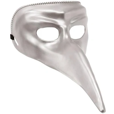 Immagine di Widmann 46899 Maschera veneziana in plastica, argento, per maschera, feste a tema, Carnevale