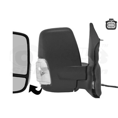 Immagine di specchio retrovisore esterno Van Wezel 1991806 Dx nero completo, convesso, per regolazione elettrica specchio, termico, con a granda