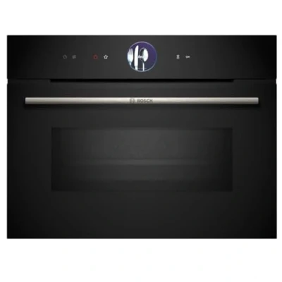 Immagine di Bosch CMG7761B1 Serie 8 Smarter Forno compatto da incasso con funzione microonde, 45 x 60 cm, nero, Made in Germany, Pirolisi, Air Fry, anello di comando digitale, touch display, programmi automatici