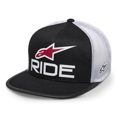 Immagine di Alpinestars Ride 4.0 Trucker Hat Berretto da Baseball Cappello con Visiera Piatta e Chiusura a Scatto Snapback Cappellino Uomo Nero/Bianco/Rosso Taglia Unica