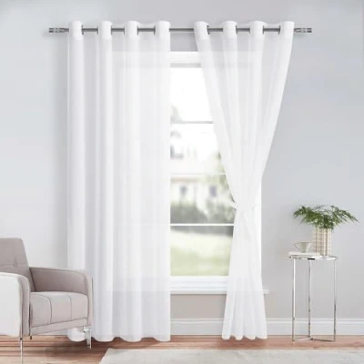Immagine di DWCN 2 Pzzi Tende Voile per Interni con Fermatenda Trasparenti Occhielli Camera da Letto, 140x225 CM, Bianco