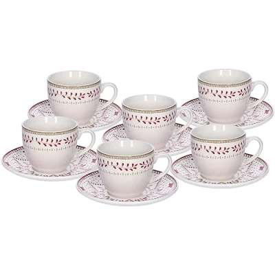 Immagine di Tognana Charme, set 6 tazze tè con piatto, new bone china, rosso