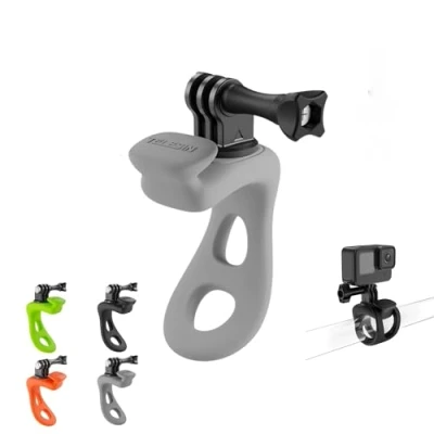 Immagine di TELESIN Supporto ad anello per manubrio della bici in silicone flessibile multifunzionale GoPro Hero, Insta360 X4, X3 Ace, DJI e altre action camera (grigio)