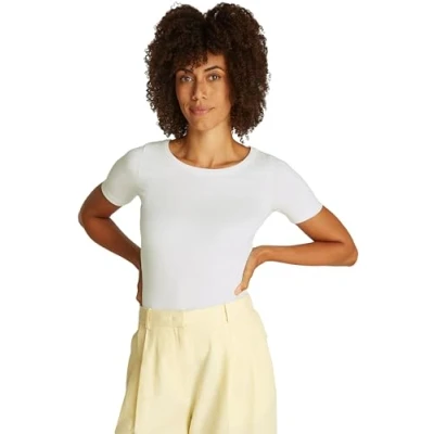 Immagine di Tommy Hilfiger SLIM Tshirt basic, Donna, Taglia: Small, Ecru