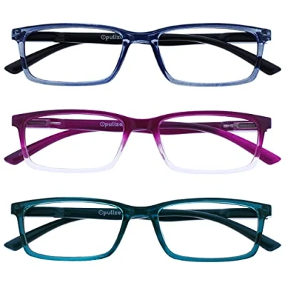 Immagine di OPULIZE See Occhiali Filtro Set da 3 Luce Blu Montatura Stretta Cerniere a Molla Migliorano il Sonno Gaming Computer Anti Riflesso Trasparente Viola Turchese Uomo Donna BBB9 35Q