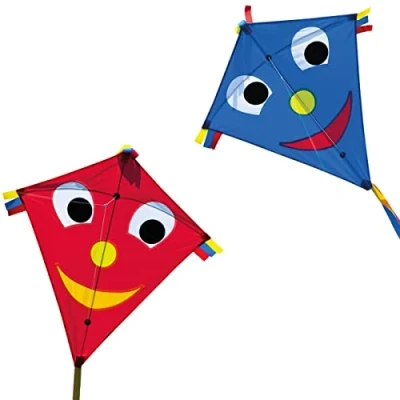 Immagine di CIM Happy Eddy Set di 2 aquiloni per bambini dai 3 anni in su, dimensioni: 67 x 70 cm, con filo da 80 m e coda fiocco