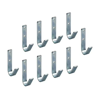 Immagine di Gedotec Supporto da parete Gancio universale in acciaio zincato 10 pezzi ganci per scala piegati 30 x 90 mm attrezzi con materiale di fissaggio multiuso metallo