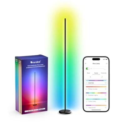 Immagine di Nanoleaf Lampada da terra opaca Smart per soggiorno, RGB IC LED Floor Lamp dimmerabile, musica Sync, scene grafiche dinamiche, app e controllo vocale (funzione con Alexa, Apple, Google), decorazione