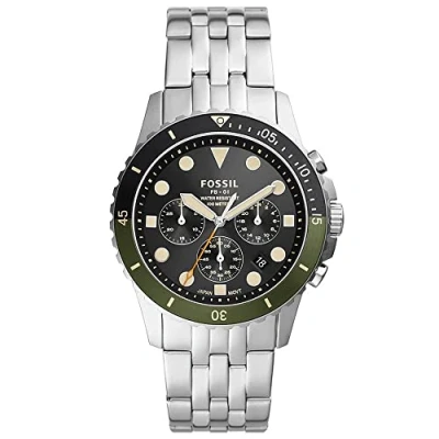 Immagine di Fossil Orologio Fb 01 Chrono da uomo, movimento cronografo al quarzo, cassa 42 mm in acciaio inossidabile con bracciale inossidabile, FS5864, Verde