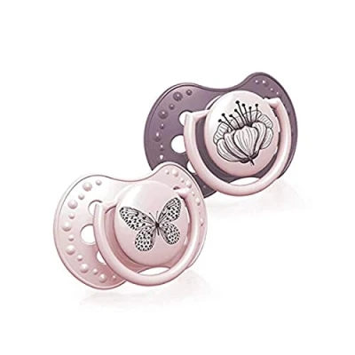 Immagine di LOVI Ciuccio 3 6 Mesi, Succhietti Bimba con Tettarella in Silicone, Suggerimento dinamico, Collezione Botanic, 2 pezzi, Rosa
