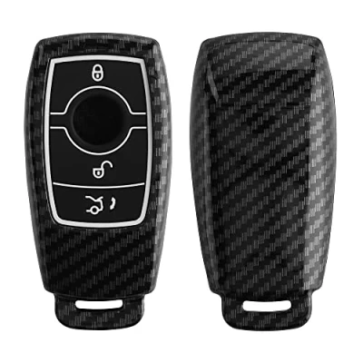 Immagine di kwmobile Custodia Copri Chiave Compatibile con Mercedes Benz Smart Key (Solo Keyless) Cover Coprichiave Telecomando Auto in Plastica e Silicone Effetto Carbonio