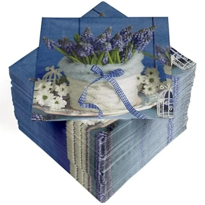 Immagine di HEKU 100 tovaglioli a 3 strati, 33 x cm, assorbenti e pratici, realizzati in Europa, ideali per matrimoni, anniversari occasioni speciali, giacinti