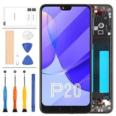 Immagine di Sostituzione dello schermo per P20 EML L09 L22 L29 AL00 Display LCD Touch Panel Digitizer Vetro Kit di riparazione con telaio (nero)
