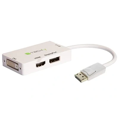 Immagine di Techly 102055 Adattatore DisplayPort a DVI/HDMI/DP 3 in 1 Bianco