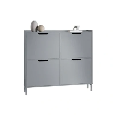 Immagine di SoBuy Mobiletto portascarpe con 4 ribalte Mobile ingresso salvaspazio Regolabili Grigio L100xP19xA91cm FSR100 HG