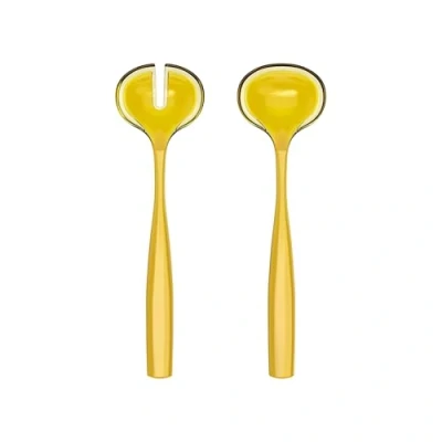 Immagine di Guzzini Set 2 Posate per Insalata Tavola Dolvevita Bicolore 297301151 Trasparente Giallo Plastica Biologica 28cm