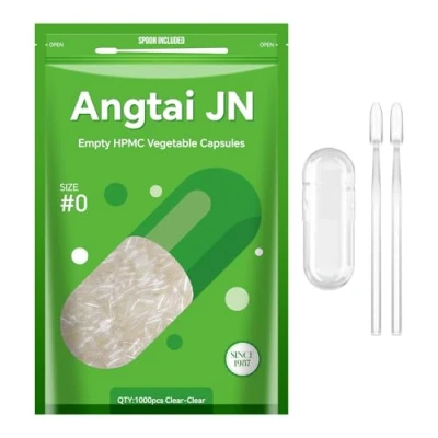 Immagine di Angtai JN Capsule Vuote Vegetali Taglia 0 Chiavi per Riempimento con 2 Micro Cucchiai, Fai Da Te Compatibili Dimensioni di 0, 1000 Unità