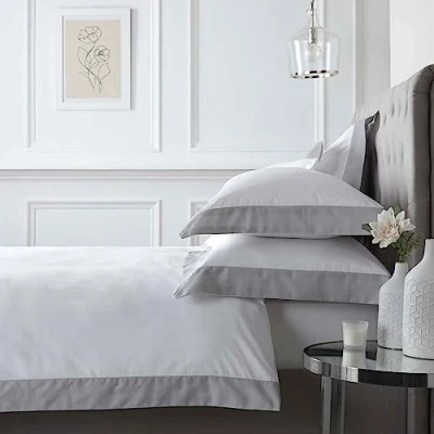Immagine di Appletree Boutique Set copripiumino Oxford Edge, 100% cotone, per letto super king size, colore: bianco