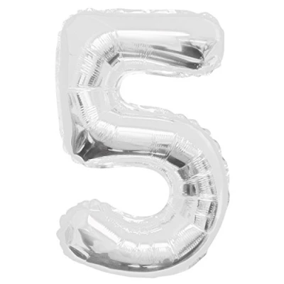 Immagine di Unique Party 55755 Palloncino Gigante in Foil Argento Numero 5