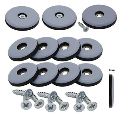 Immagine di 16 feltrini per mobili in teflon, Ø 30 mm (rotondi), 5 di spessore, con vite da 3,5 x 20 mm, rivestimento PTFE,