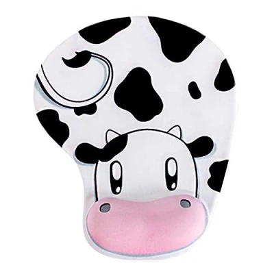 Immagine di Tappetino per mouse, ergonomico, con poggiapolsi in gel elastico, base gomma antiscivolo, supporto il polso, gaming, computer, ufficio, casa, lavoro, studio (stile mucca)