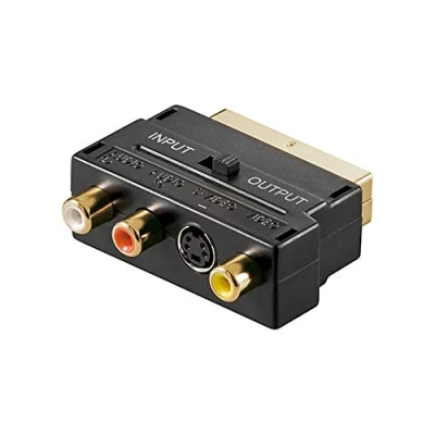 Immagine di Goobay 50499 Adattatore Audio Video SCART a Composito e S Video, IN/OUT, Nero